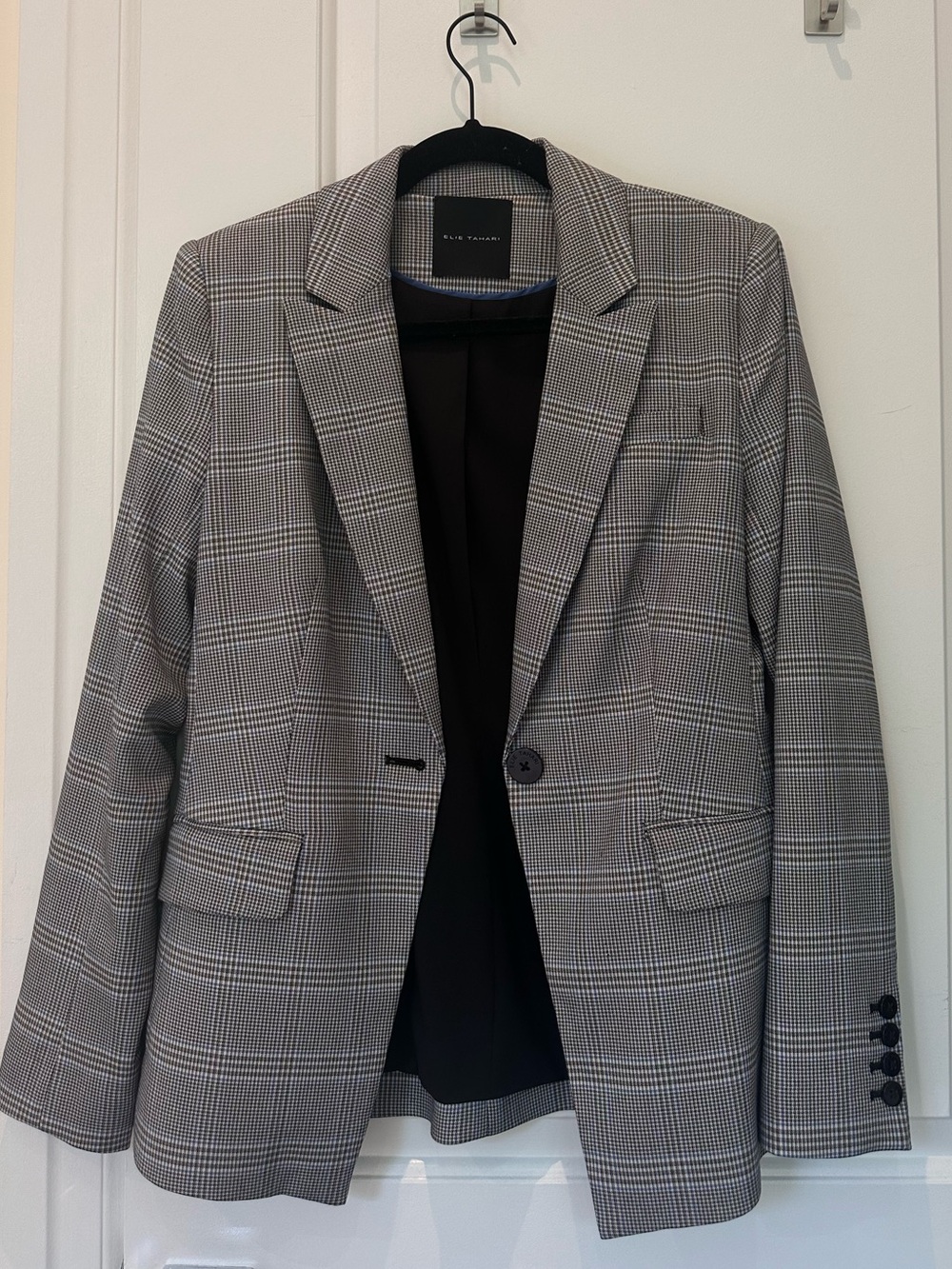 Elie Tahari Gray Plaid Blazer